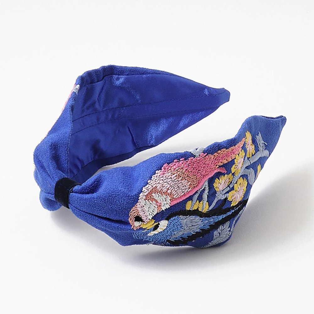 BLUE MULTI EMBROIDERY LOVE BIRDS HEADBAND